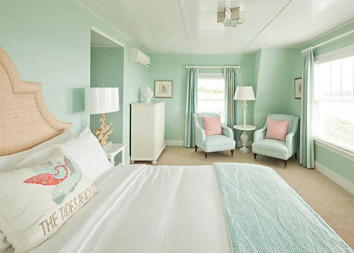 Phòng ngủ màu xanh bạc hà